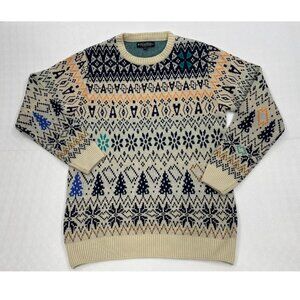 Brooks Brothers Fair Isle Merino Wool Possum Silk Ski Sweater Men's XL